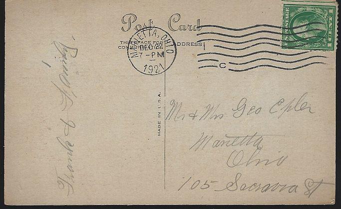 Vintage Christmas Greetings Postcard with Santa Claus Fireplace Stockings 1921