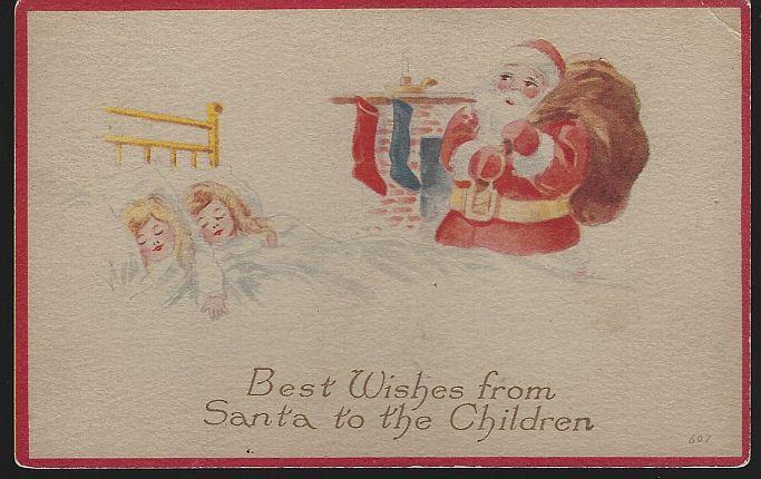 Vintage Best Wishes Christmas Postcard from Santa to the Children