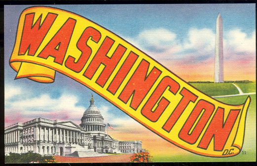 Postcard Washington DC, Washington Monument and Capitol