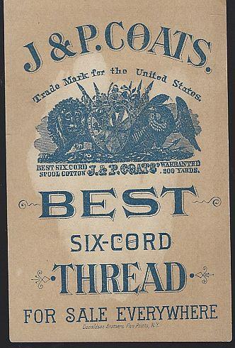 Victorian Trade Card for J.P. Coats' Thread with Jack and Jill Nursery Rhyme