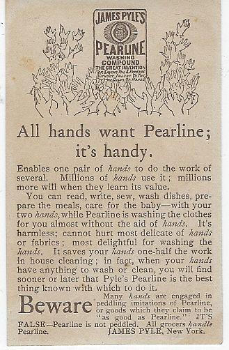 Victorian Trade Card Pearline Washing Compound with Little Girl Feeding Birds
