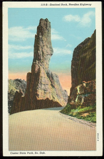 Postcard of Sentinel Rock, Needles Highway, Custer State Park, South Dakota