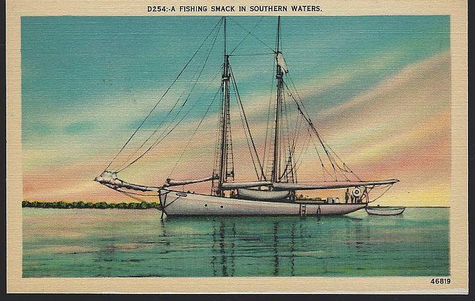 Vintage Unused Postcard of Fishing Smack in Southern Waters