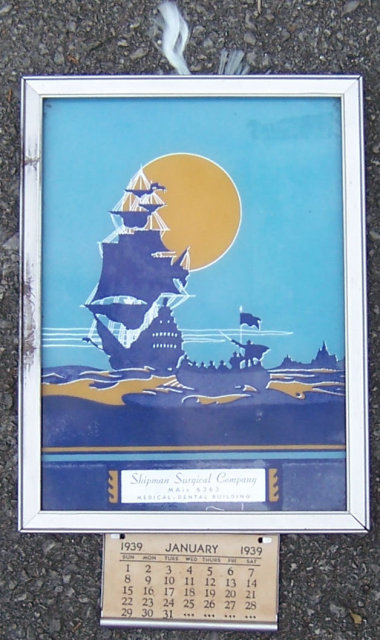 New World Silhouette Deco Sample Framed 1939 Calendar