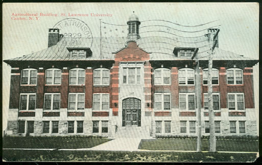 Postcard of The Agricultural Building, St. Lawrence University, Canton, New York