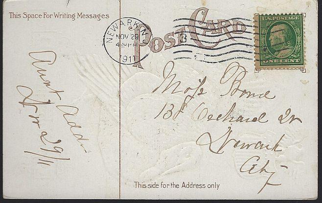 Vintage Thanksgiving Day Postcard with Large Turkey 1911