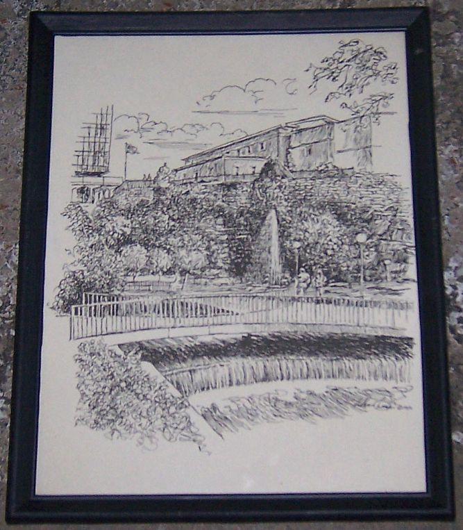 Vintage Framed Black and White Print of Big Spring Park, Huntsville, Alabama