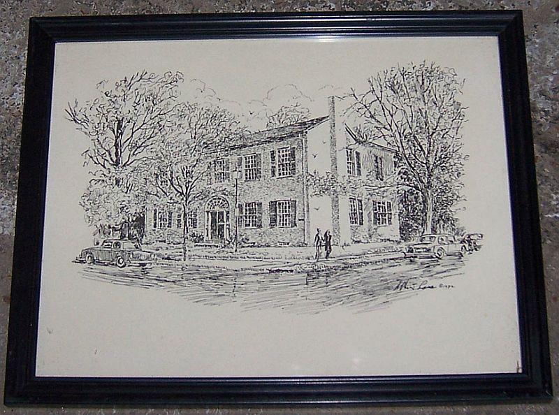 Vintage Framed Black and White Print of Howard Weeden House Huntsville, Alabama