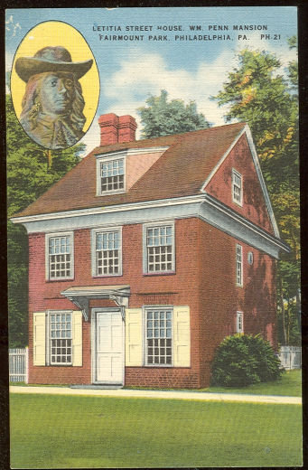 Postcard of Letitia Street House, Philadelphia,Pennsylvania