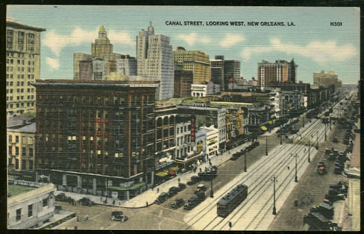 Postcard of Canal Street, Looking West, New Orleans, Louisiana