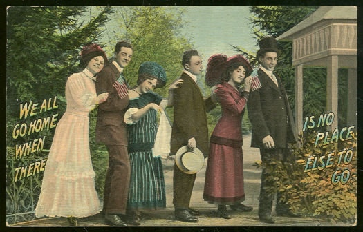 Postcard of Traveling Group of Victorian Men and Women