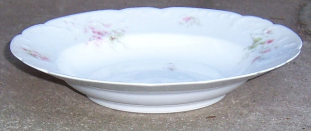 Haviland Limoges China Flat Soup Bowl w/ Pink Flowers