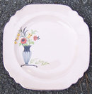 Shell Pink Square Salad Plate with Deco Vase & Flowers