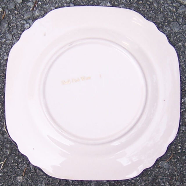 Shell Pink Square Salad Plate with Deco Vase & Flowers
