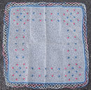 Small Floral Embroidered Handkerchief with Crochet Edge
