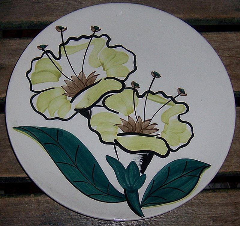 Vintage Blue Ridge Evening Flower Pattern Skyline Shape Dinner Plate