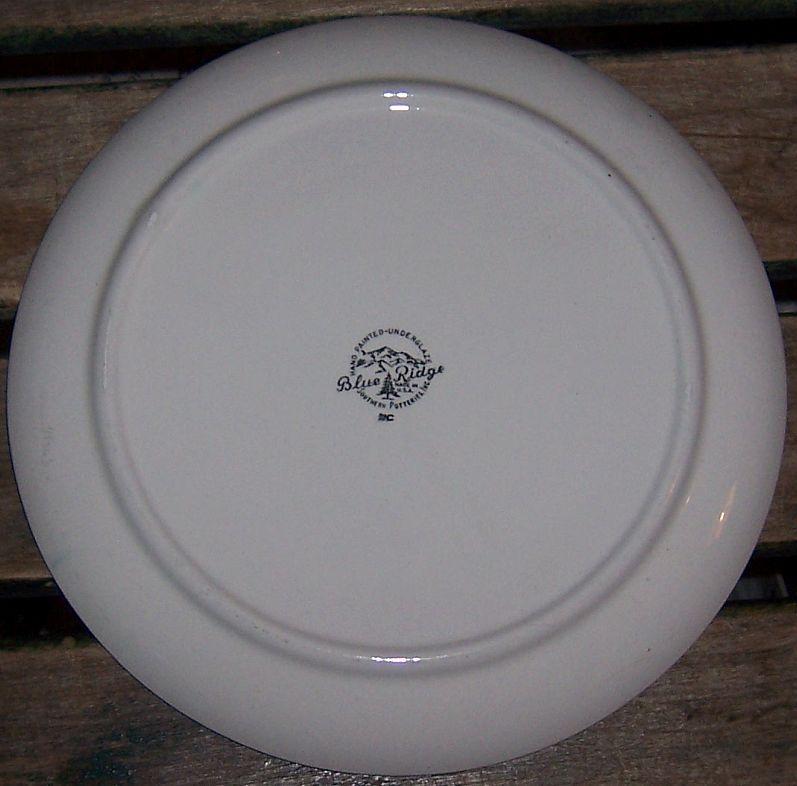 Vintage Blue Ridge Evening Flower Pattern Skyline Shape Dinner Plate