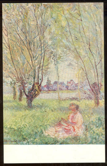 Postcard of Woman Seated Under The Willows by Monet