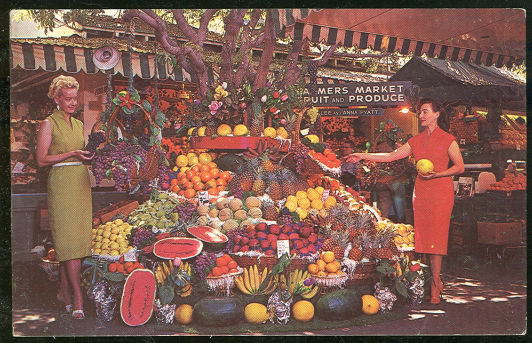 Postcard of Farmer's Market, Los Angeles, California