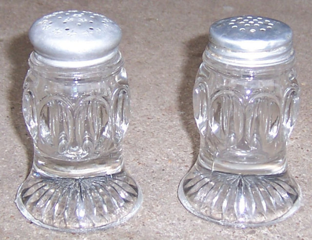 Barreled Thumbprint Glass Salt and Pepper Shakers