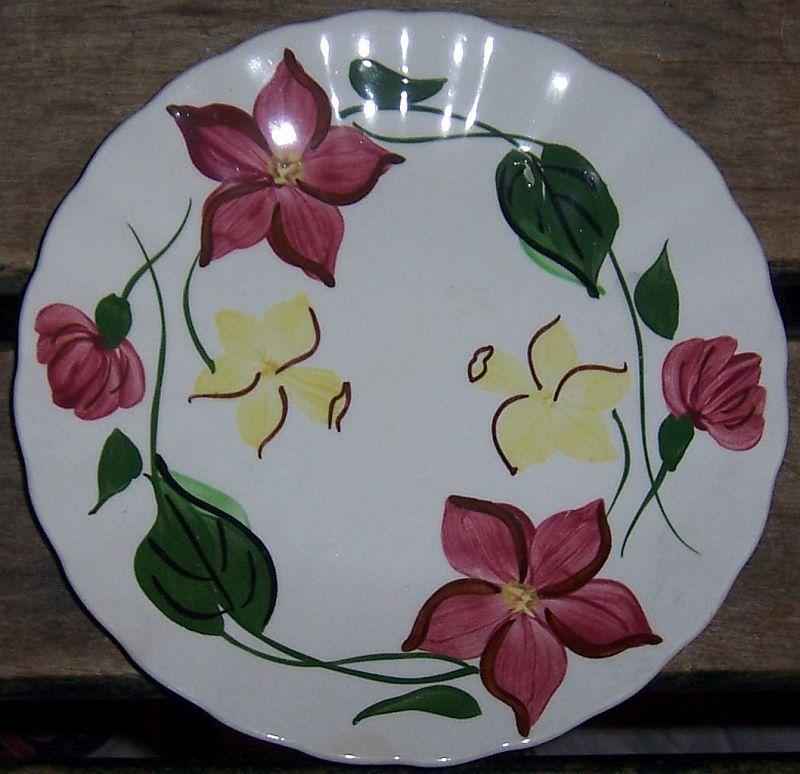 Blue Ridge Pottery Colonial Shape Joanna Small Plate Red and Yellow Flowers
