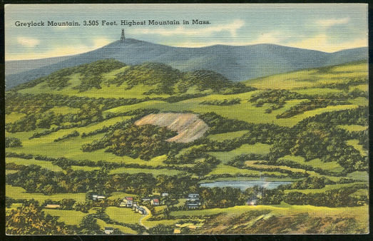Postcard of Greylock Mountain 3,505 Feet Highest Mountain in Massachusetts