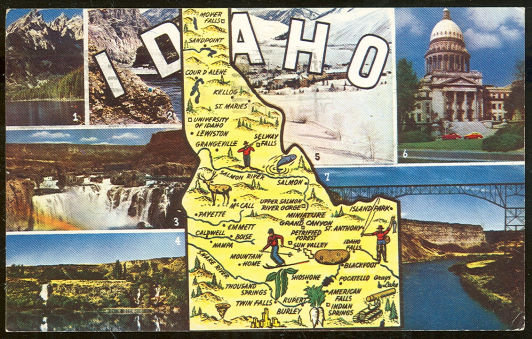 Postcard of The State of Idaho with Seven Views