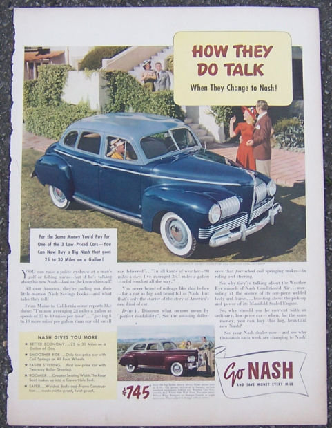 1940s Go Nash Big Sedan Auto Magazine Advertisment