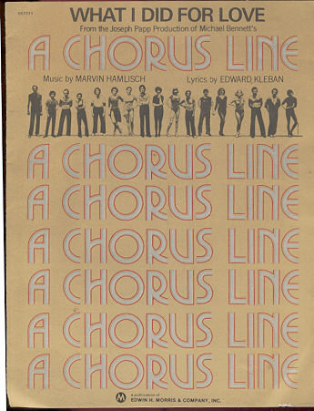 What I Did For Love From A Chorus Line 1975 Sheet Music