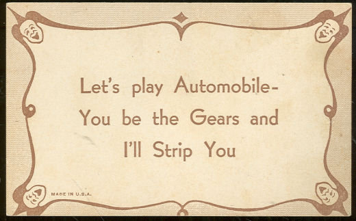 Comic Motto Card Let's Play Automobile, I'll Strip You