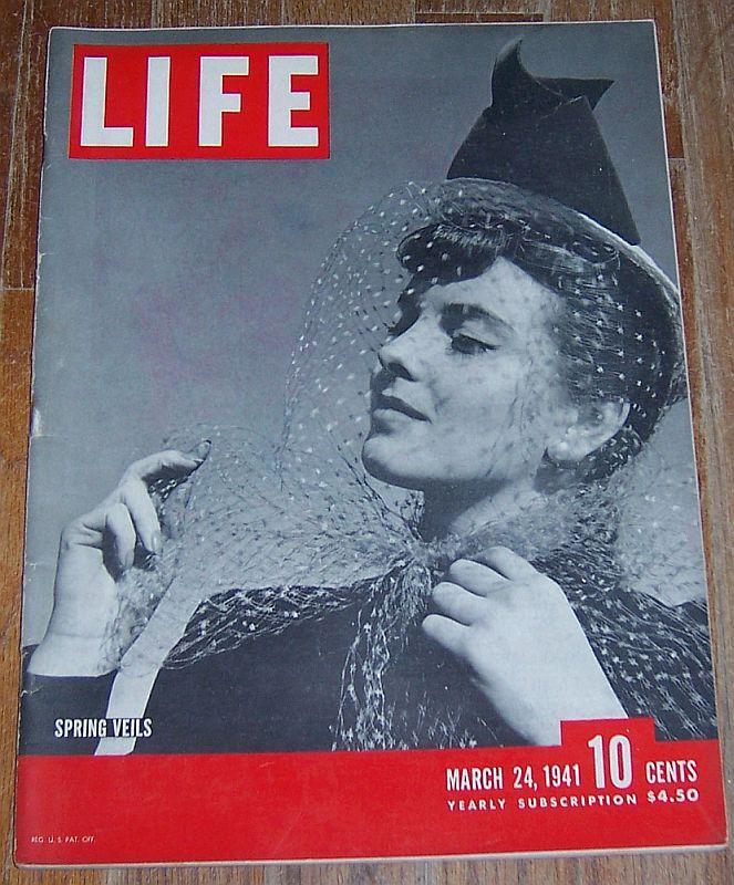 Life Magazine March 24, 1941 Spring Veils cover/Copacabana/RAF Pilots/WW II