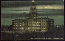 State Capitol at Night, Denver, Colorado Postcard