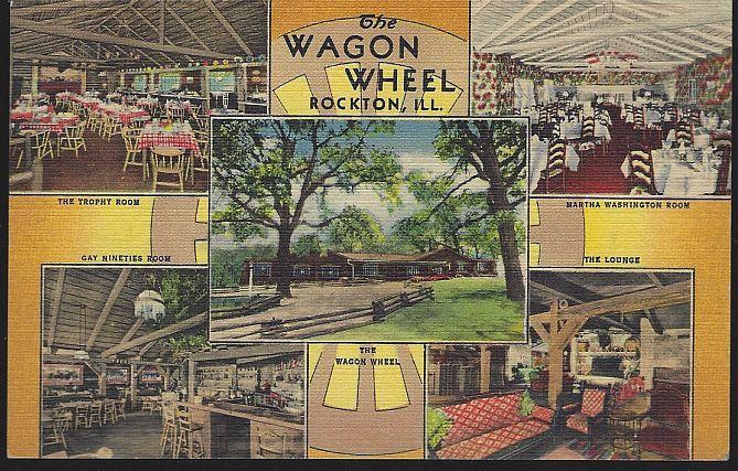 Vintage Postcard of Wagon Wheel Restaurant Rockton, Illinois 1949