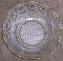 Vintage Pressed Glass Bowl with Thumbprints and Gold