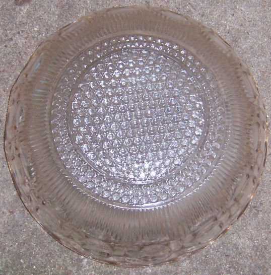 Vintage Pressed Glass Bowl with Thumbprints and Gold