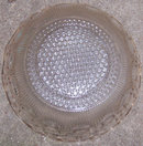 Vintage Pressed Glass Bowl with Thumbprints and Gold