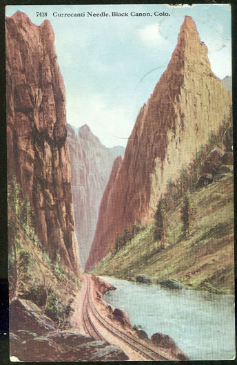 Postcard of Currecanti Needle Black Canon Colorado 1915