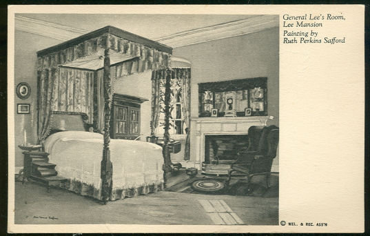 Postcard Lee Bedroom Lee Mansion Ruth Perkins Safford
