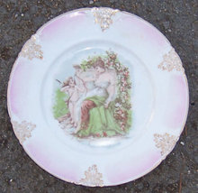 Vintage Bavarian Plate with Cupid and Lovely Lady