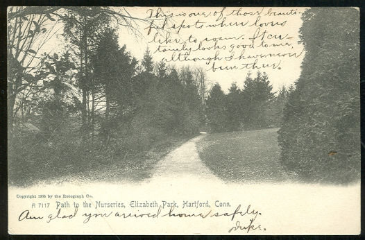 Postcard of Elizabeth Park, Hartford, Connecticut 1906
