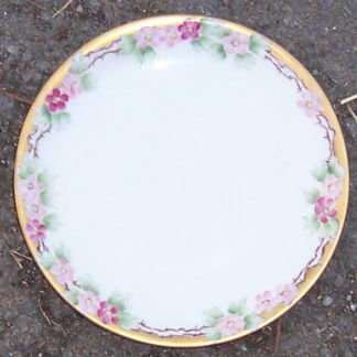Germany Handpainted Pink Floral Porcelain Small Plate