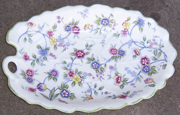 Leaf Handle Dish With Floral Design Andrea by Sadek