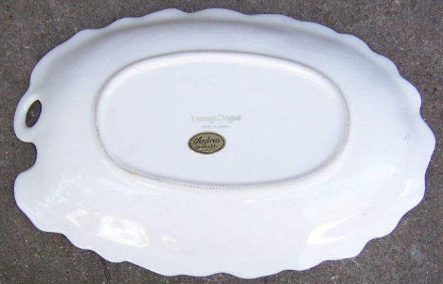Leaf Handle Dish With Floral Design Andrea by Sadek