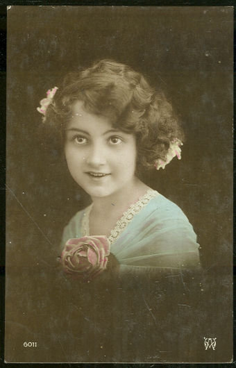 Beautiful Victorian Young Girl with Flowers Postcard