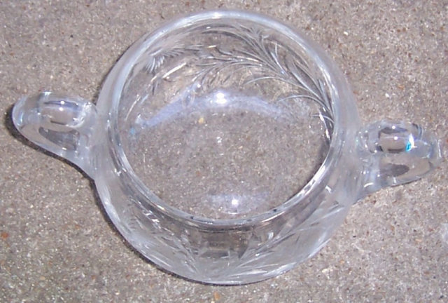 Vintage Glass Sugar Bowl with Etched Floral Design
