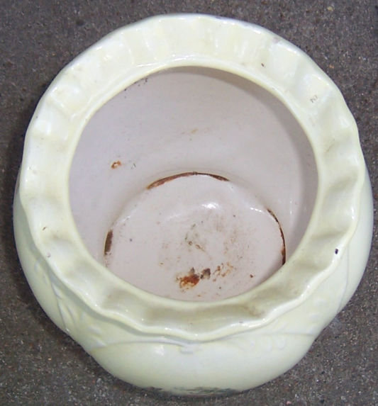 Vintage Yellow Pottery Planter with Colonial Lady Decal