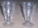 Pair of Vintage Elegant Floral Etched Ice Tea Glasses
