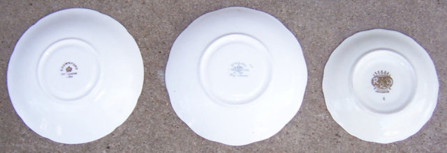 Three Saucers, Rosenthal, Royal Albert and Crownford