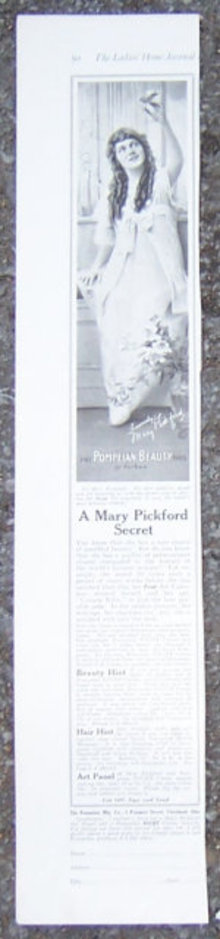 Mary Pickford Uses Pompeian Beauty Cream 1916 LHJ Ad