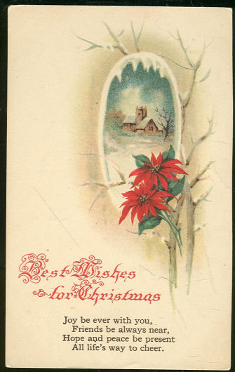 Best Wishes For Christmas Postcard with Snowy Church